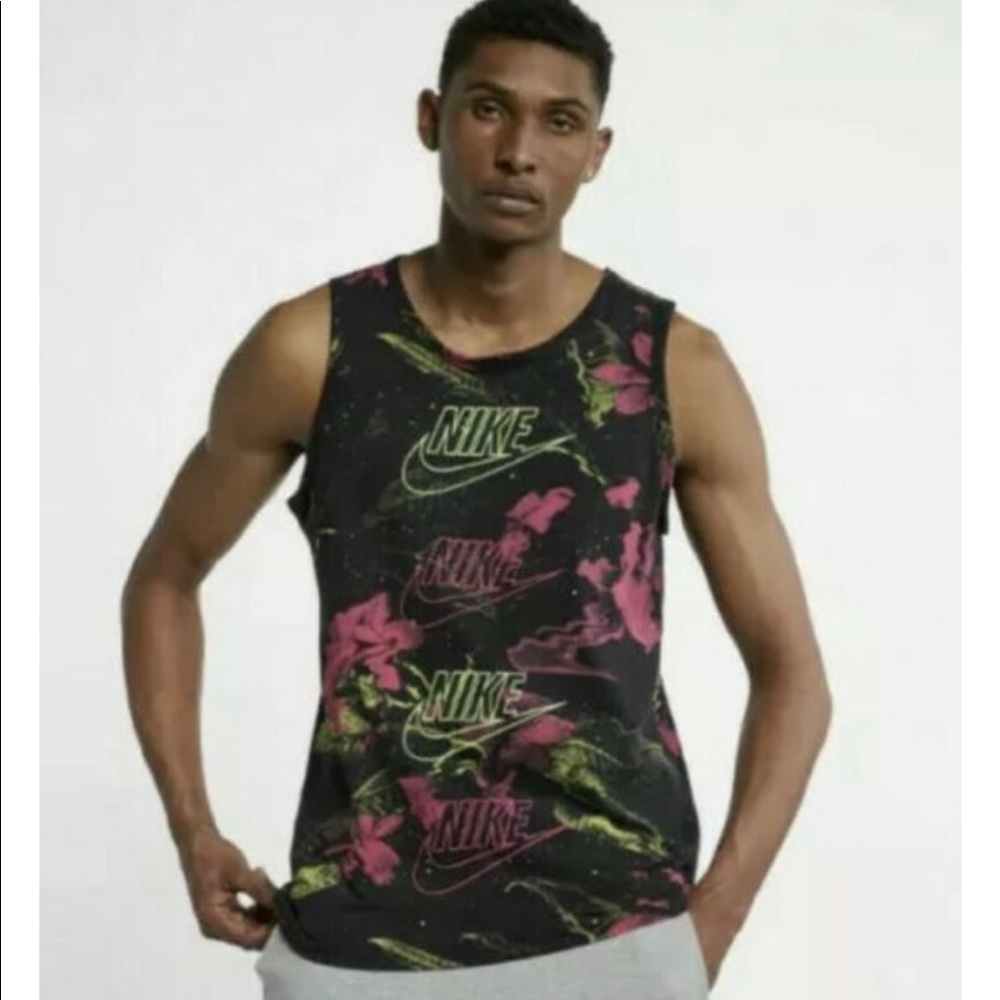 Nike Mens Pink Limeade Floral Tank Top